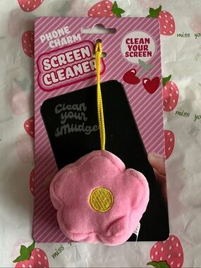 Floral Phone Screen Cleaner Charm - Pink